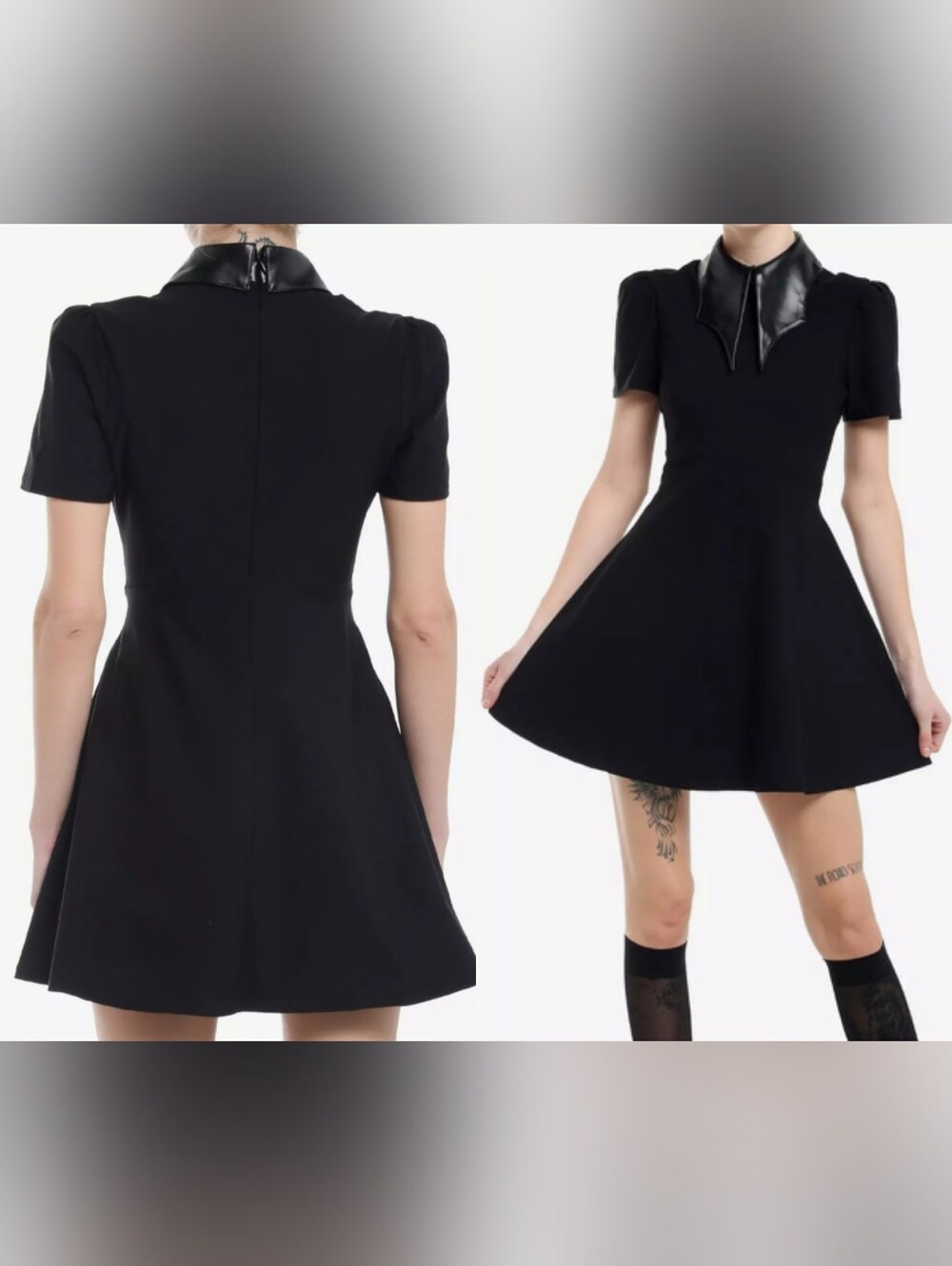 New Killstar Kihilist Chapel Batwing Collar Dress Sz M Tonal Black Pleather